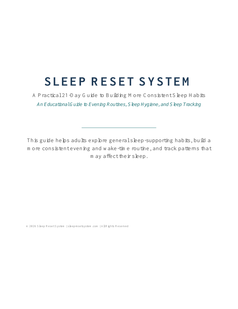 Sleep Reset System educational PDF cover